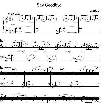 Say Goodbye Sheet Music and Sound Files for Piano Students